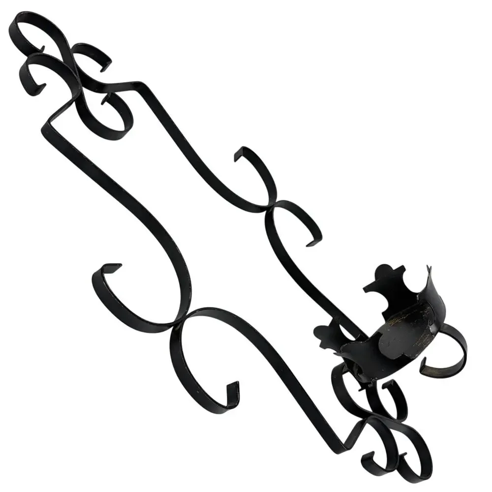 Gothic Spanish Revival Wrought Iron Wall Sconce Candle Holder 9” x 16.5”